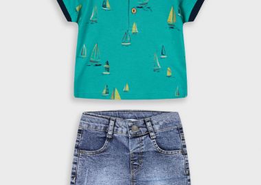 Σετ πόλο και βερμούδα για βρεφικό αγόρι (9 - 24 μηνών) | ΤΥΡΚΟΥΑΖ - Energiers - 